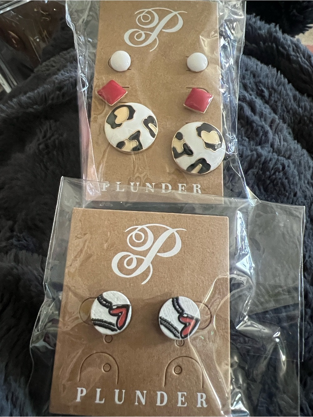 Plunder Stud Earring Set — White, Black, Tan, Red